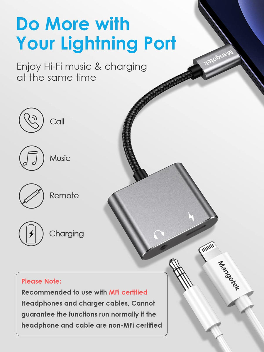 iPhone Headphone Adapter, iPhone Aux and Charger Adapter,Apple