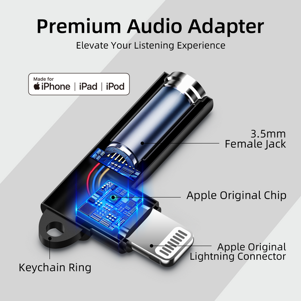 iPhone Headphone Adapter,Apple MFi Certified Lightning to 3.5 mm Headphone Jack Adapter, Mangotek Headphone Adapter to iPhone,Dongle for iPhone 14/13/12/11/11 Pro Max/SE/X/XR/XS/8/7