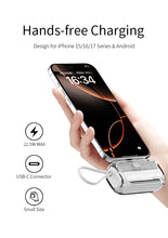 Mini Portable Charger, Power Bank with Built-in USB-C Connector, 22.5W Fast Charging Battery Pack, 5000mAh External Phone Charger for  iPhone 17/16/15 Series, Samsung S24/23 Series, Google etc