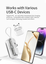 Mini Portable Charger, Power Bank with Built-in USB-C Connector, 22.5W Fast Charging Battery Pack, 5000mAh External Phone Charger for  iPhone 17/16/15 Series, Samsung S24/23 Series, Google etc