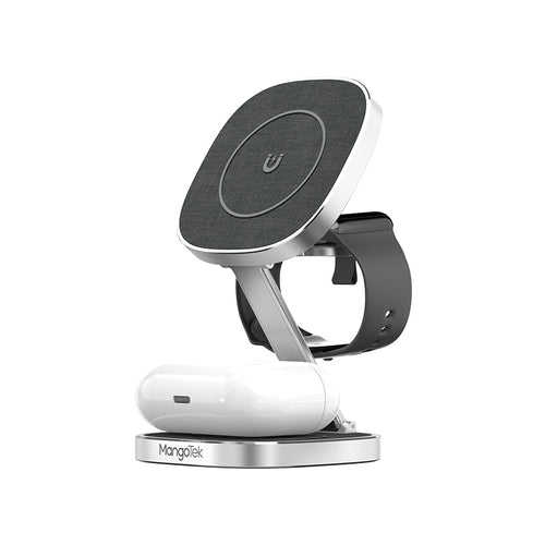 3 in 1  Wireless Charging Stand, Foldable Travel Wireless Charging Station, Desk Accessory, 15W Magnetic Wireless Charger for iPhone 16/15/14/13/12, Apple Watch, AirPods